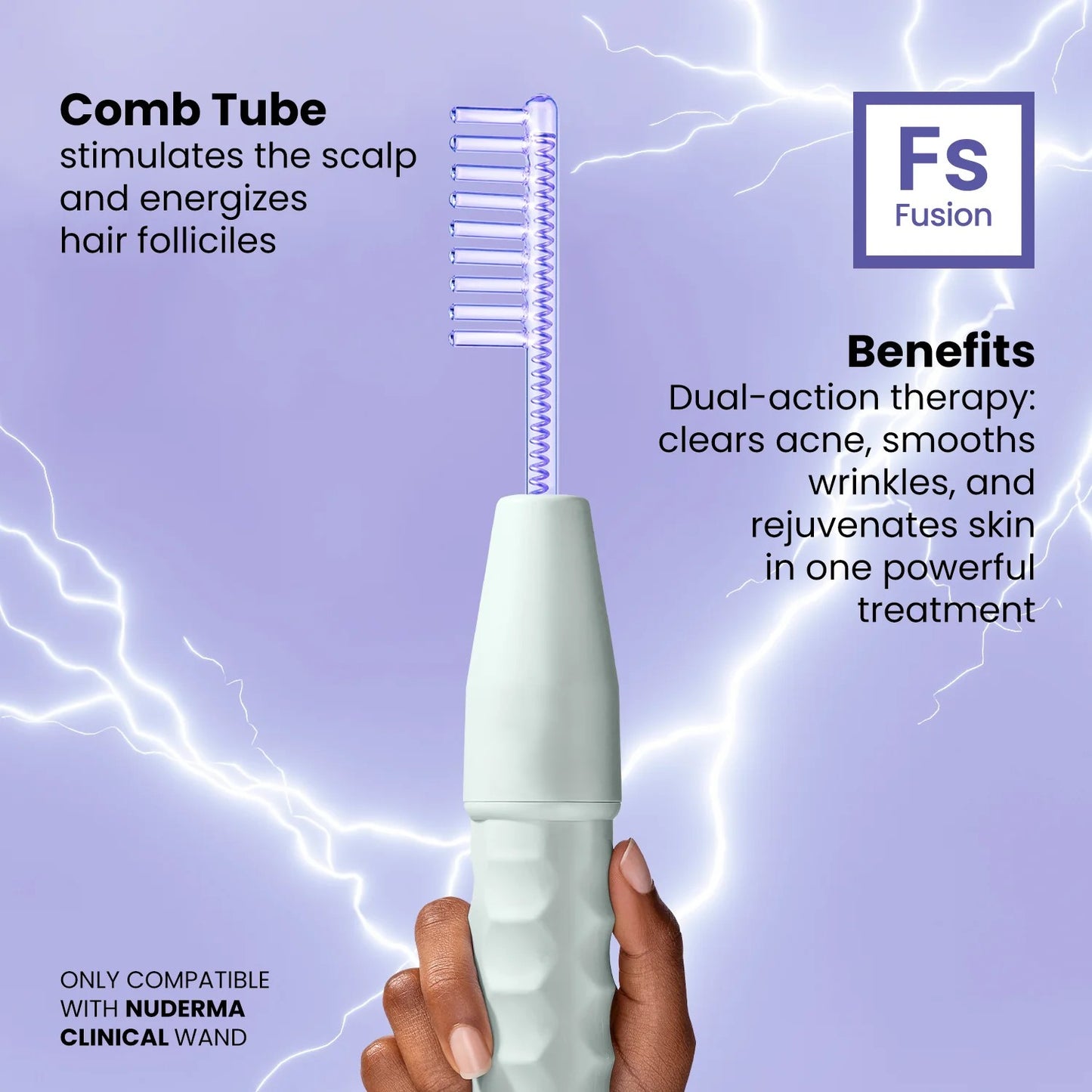 Comb-shaped electrode tube designed for scalp stimulation – high frequency wand accessory that improves blood circulation and supports hair growth.