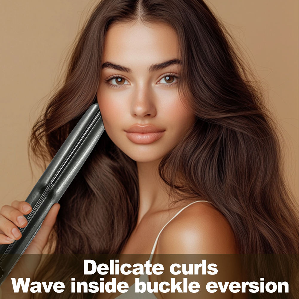 Hair styler creating delicate curls with smooth wave styling.