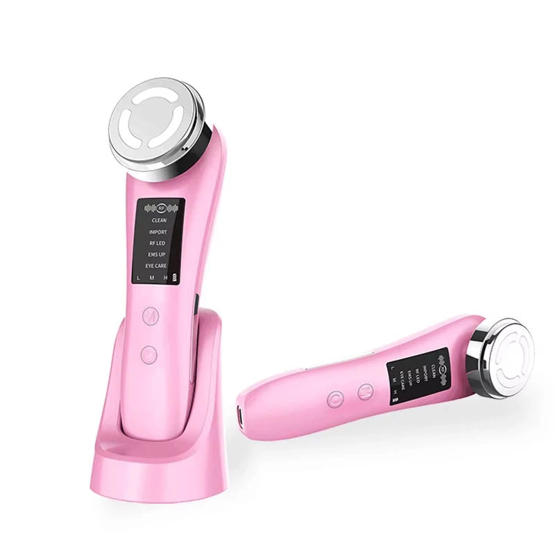 pink Lumo anti aging and skin tightening device in white backgroud