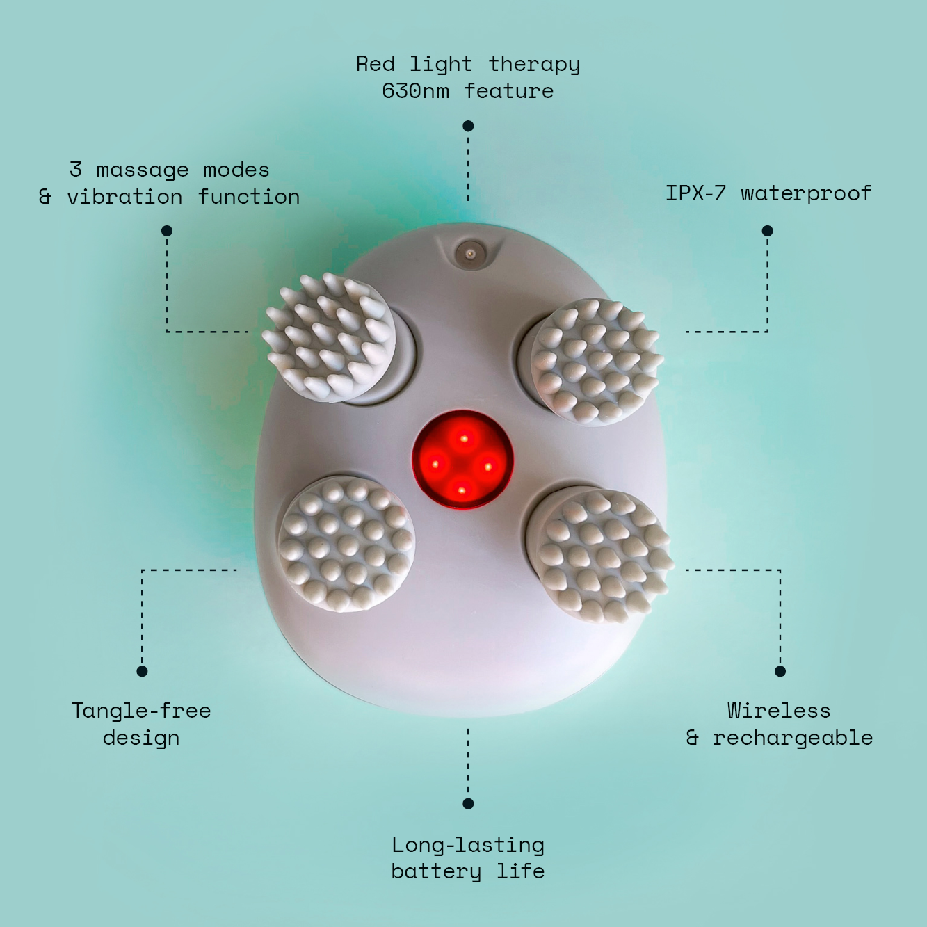 Hair Density and Growth-Stimulating Red Light Therapy Scalp Massager