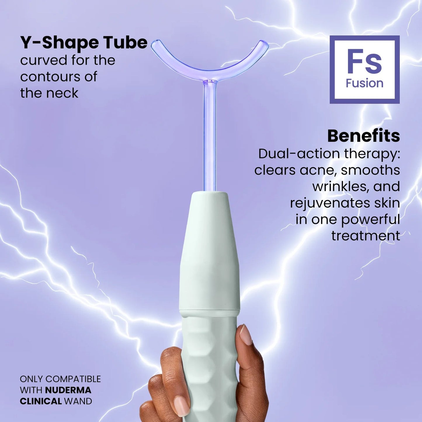 Y-Shape electrode tube curved for neck contour treatment – high frequency wand accessory for acne, wrinkles, and skin rejuvenation.
