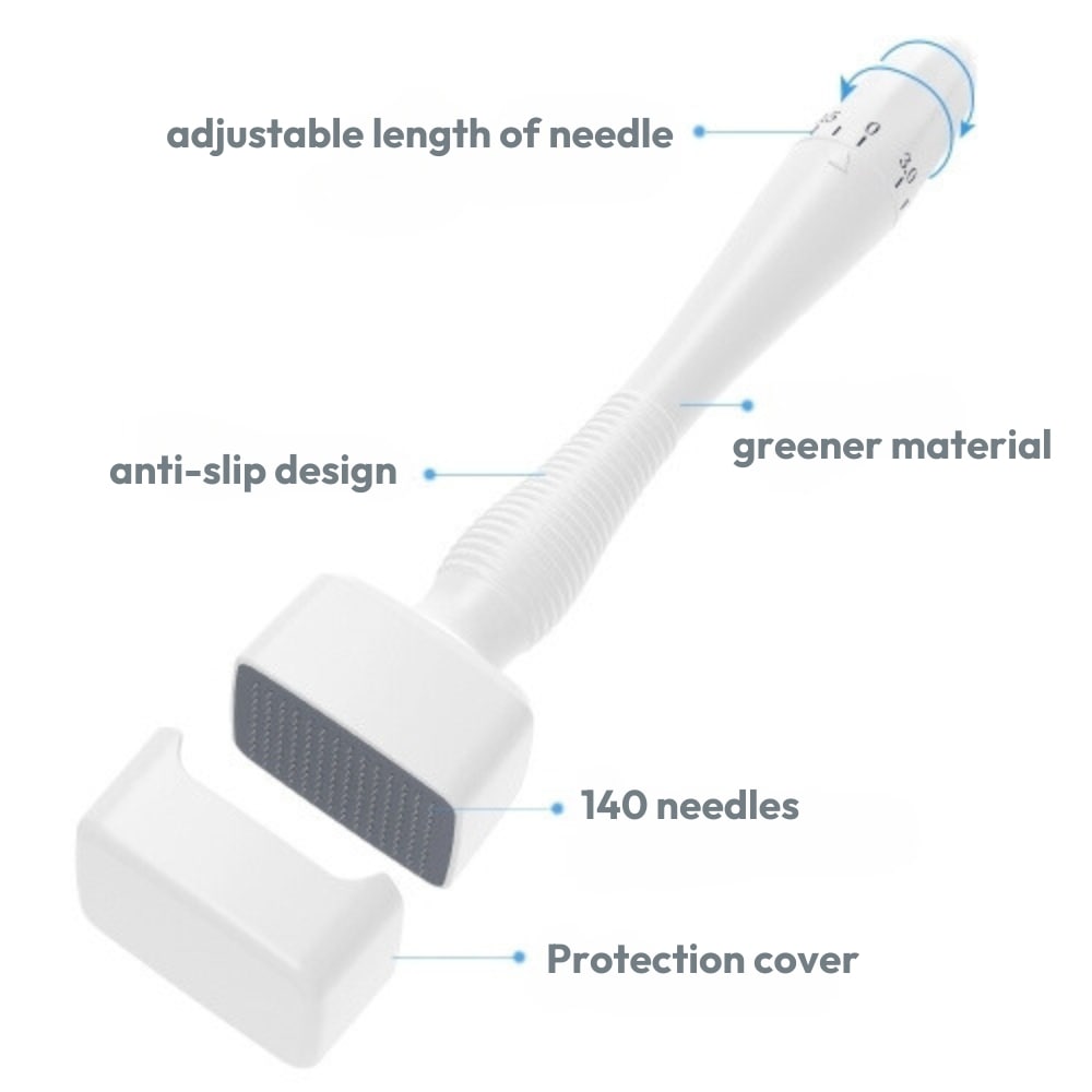 Derma Stamp with anti-slip handle and adjustable needle length for safe and comfortable use