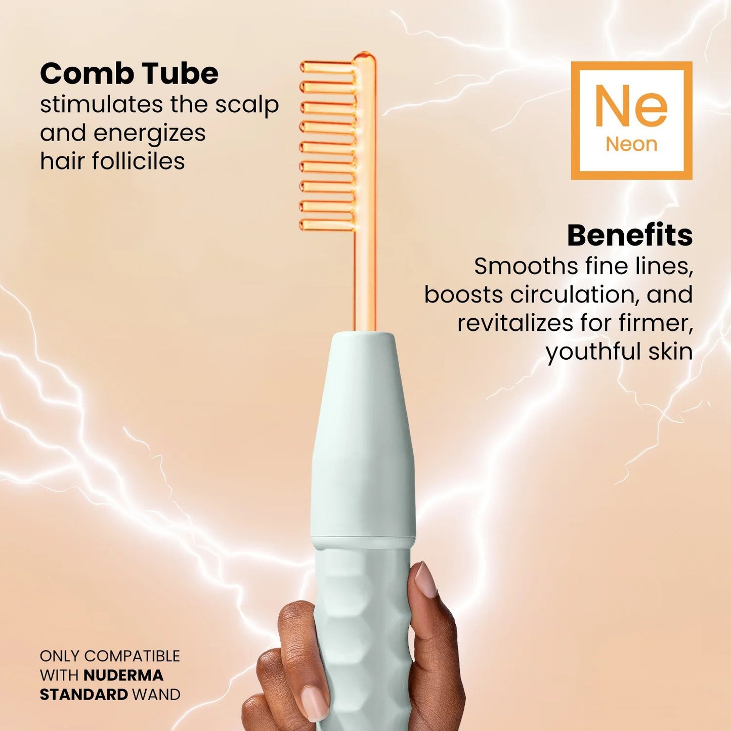 NuDerma Comb Attachment for high frequency therapy – improves scalp health, boosts glow, and reduces wrinkles