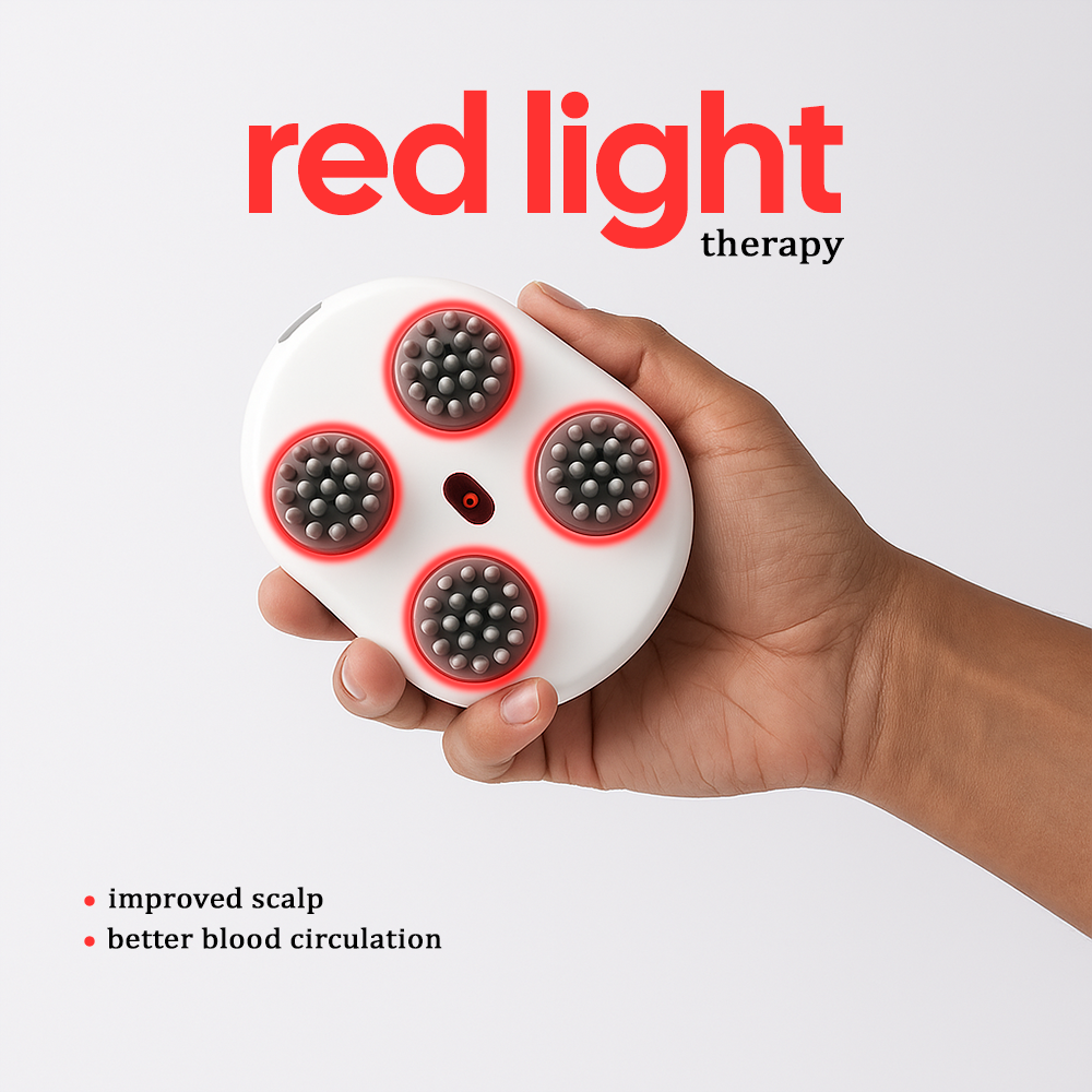 Hair Density and Growth-Stimulating Red Light Therapy Scalp Massager