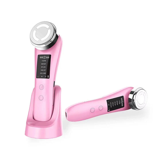 pink Lumo anti aging and skin tightening device in white backgroud
