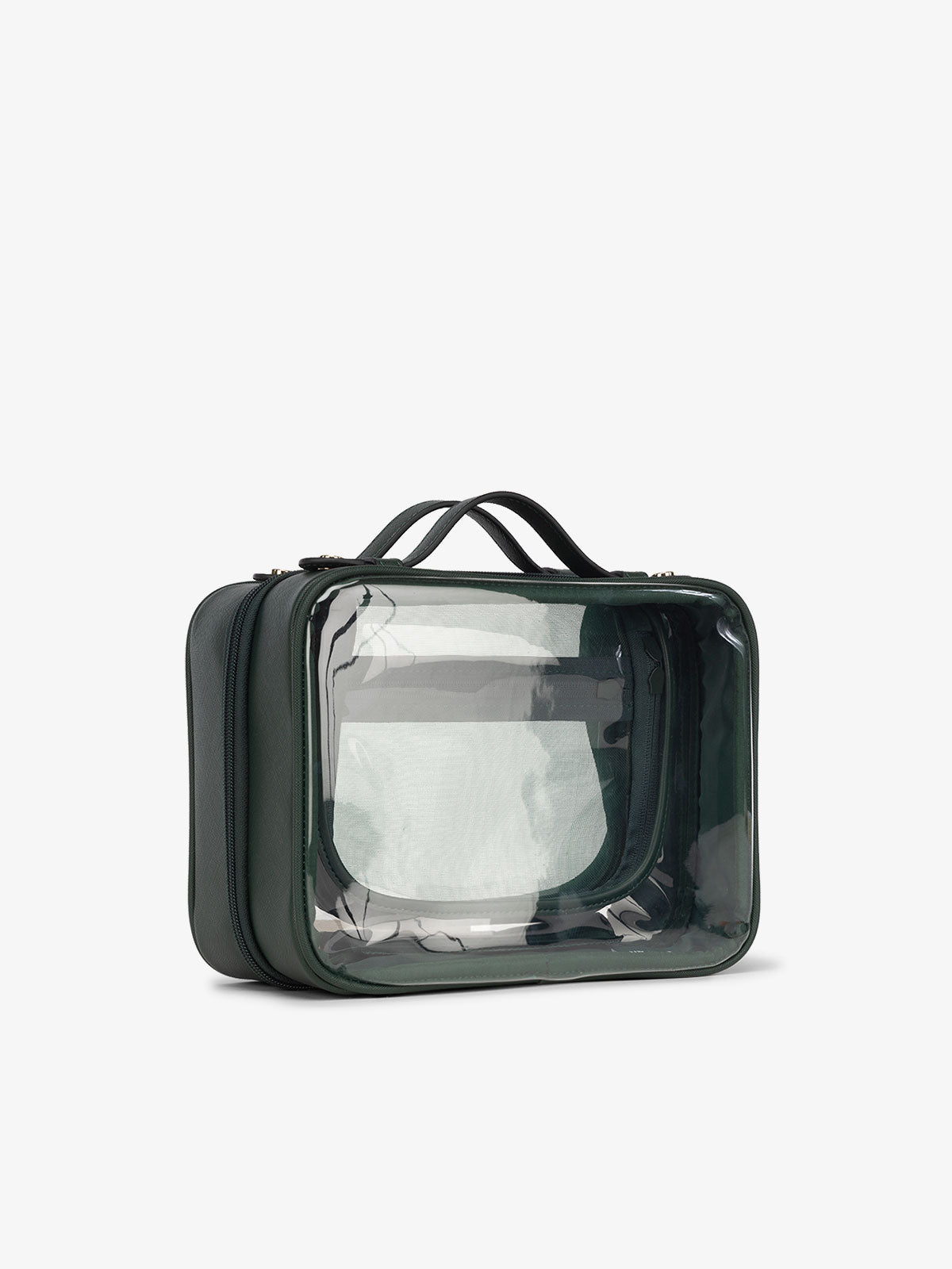 CALPAK medium clear makeup bag for women in green; CMM2201-EMERALD