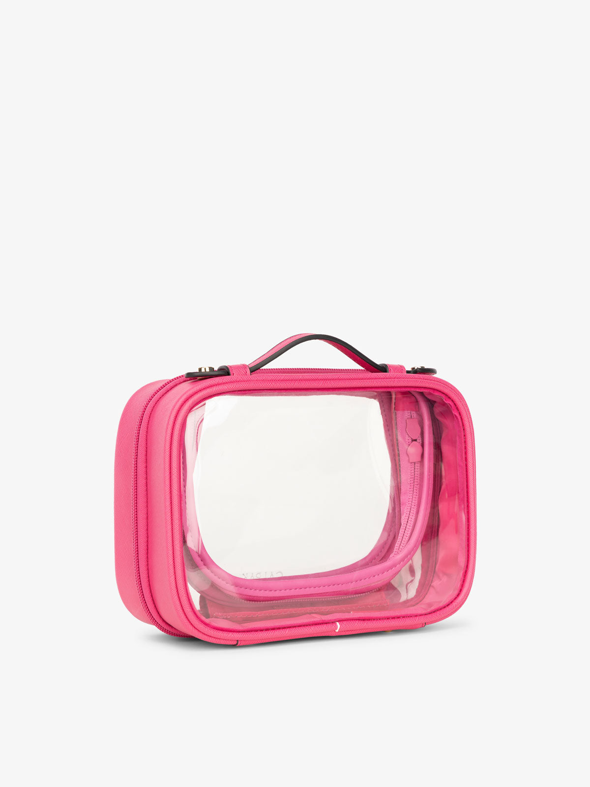 small clear cosmetics case in pink dragonfruit; CCM2001-DRAGONFRUIT