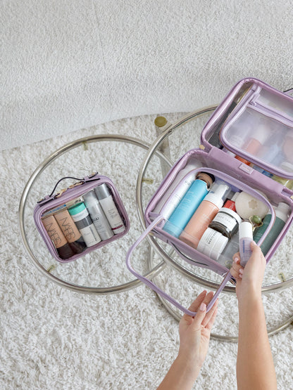 transparent cosmetic bag in lavender purple; CCM2001-LAVENDER