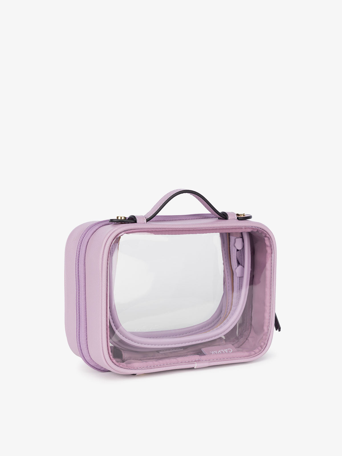 transparent small travel cosmetic bag in lavender purple; CCM2001-LAVENDER