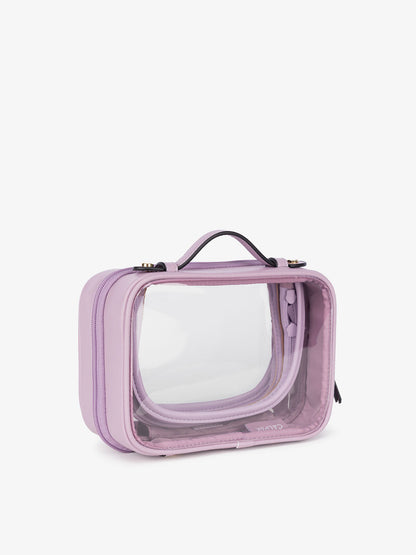 transparent small travel cosmetic bag in lavender purple; CCM2001-LAVENDER
