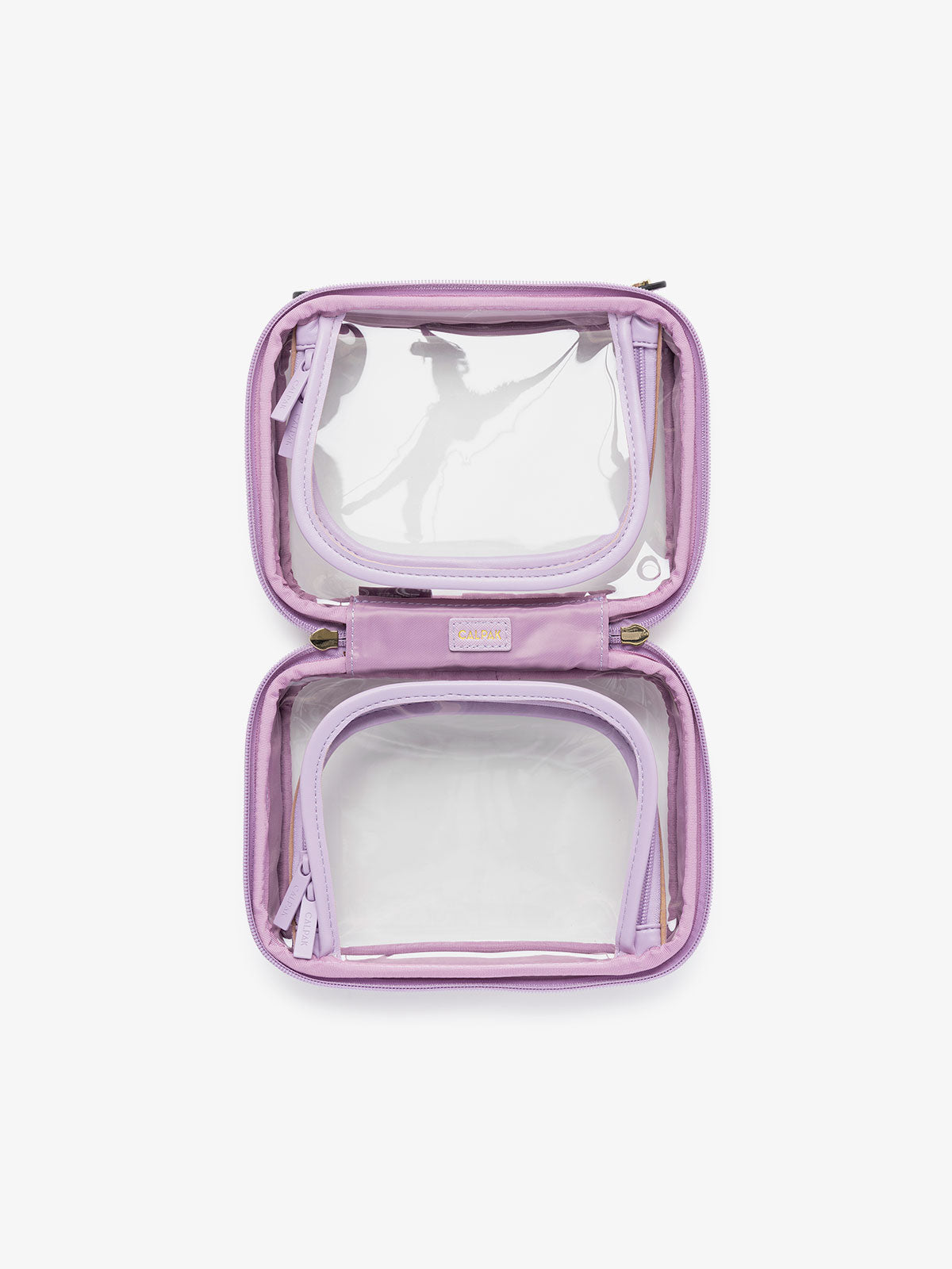 transparent mini cosmetics bag in lavender purple; CCM2001-LAVENDER