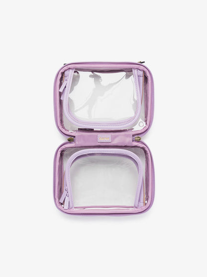 transparent mini cosmetics bag in lavender purple; CCM2001-LAVENDER