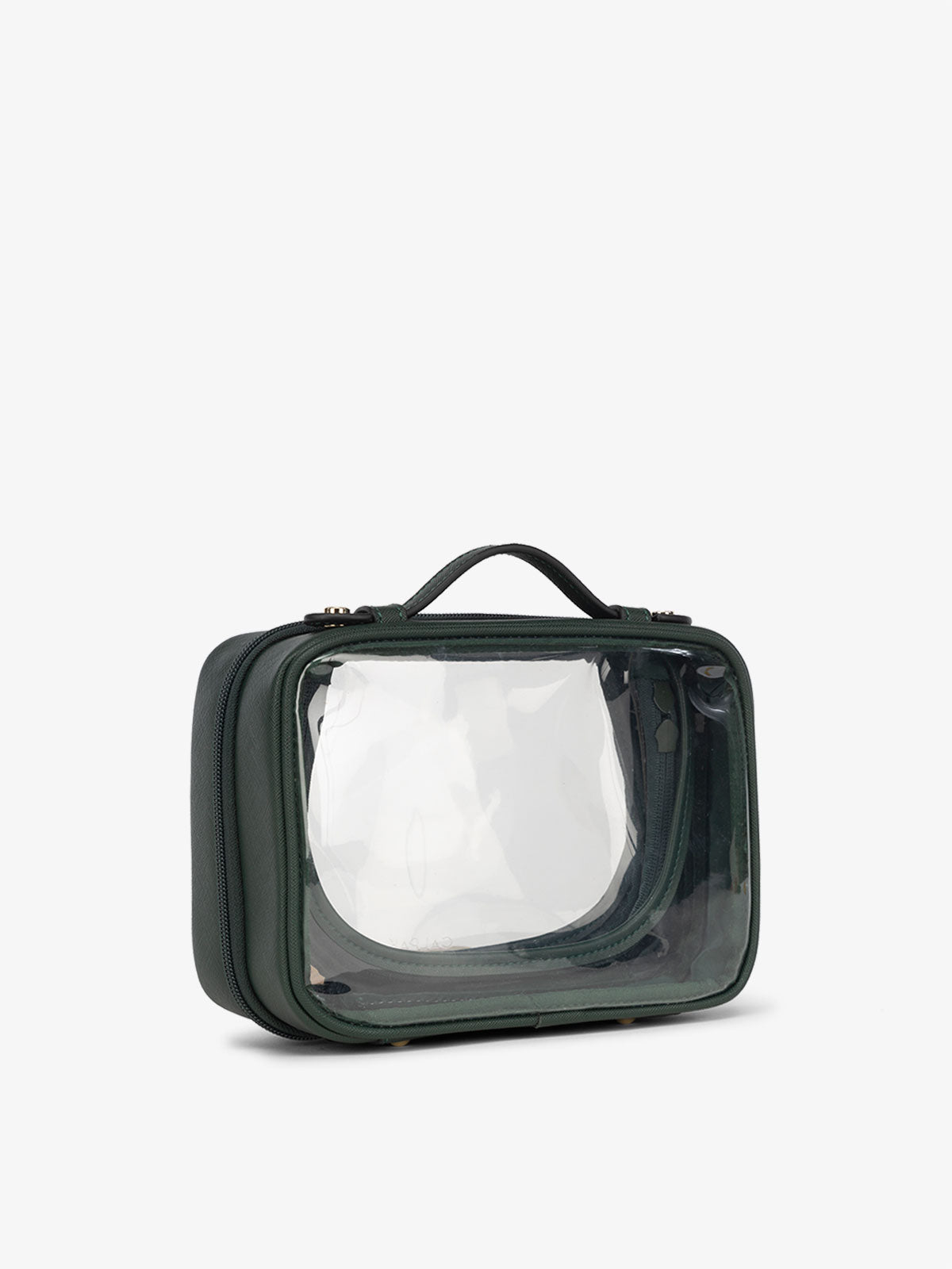 CALPAK water resistant clear makeup bag for women in green; CCM2001-EMERALD