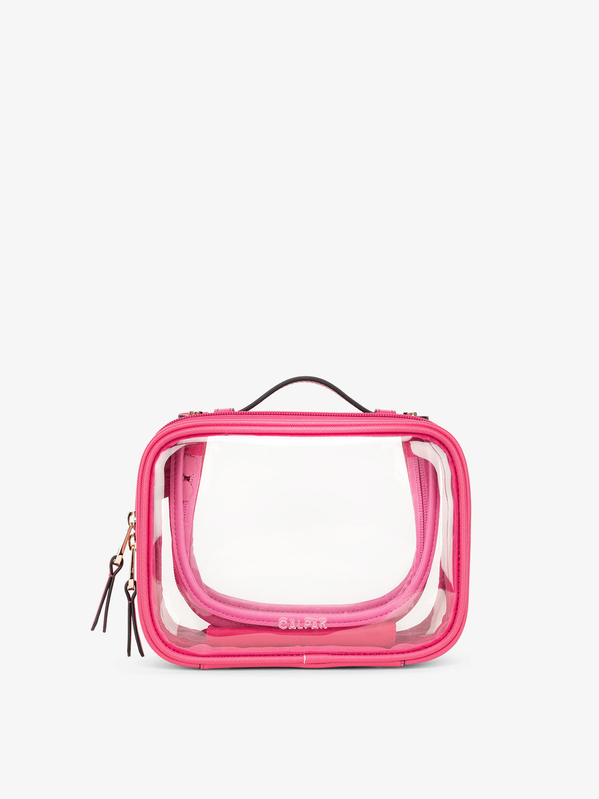 mini clear cosmetics case in pink dragonfruit; CCM2001-DRAGONFRUIT