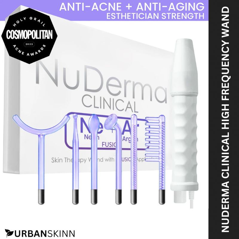 Nuderma Clinical High Frequency Wand | Professional Facial Therapy Machine for Clear, Radiant Skin