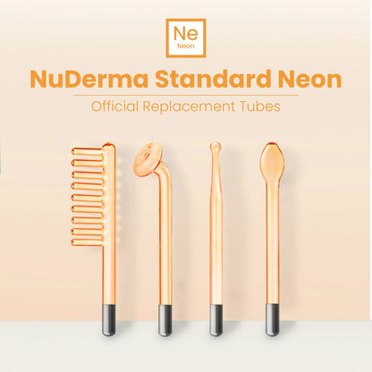 NuDerma Neon High Frequency Therapy Attachments – Comb, Mushroom, Spot and Tongue for complete skin care and treatment