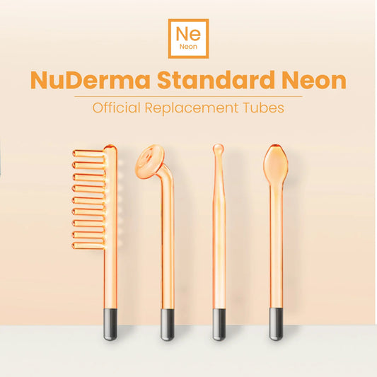 NuDerma Neon High Frequency Therapy Attachments – Comb, Mushroom, Spot and Tongue for complete skin care and treatment