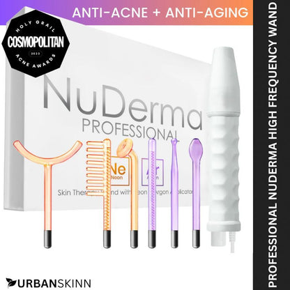 NuDerma Professional skin care tool set withCosmopolitan Acne Awards badge on a white background